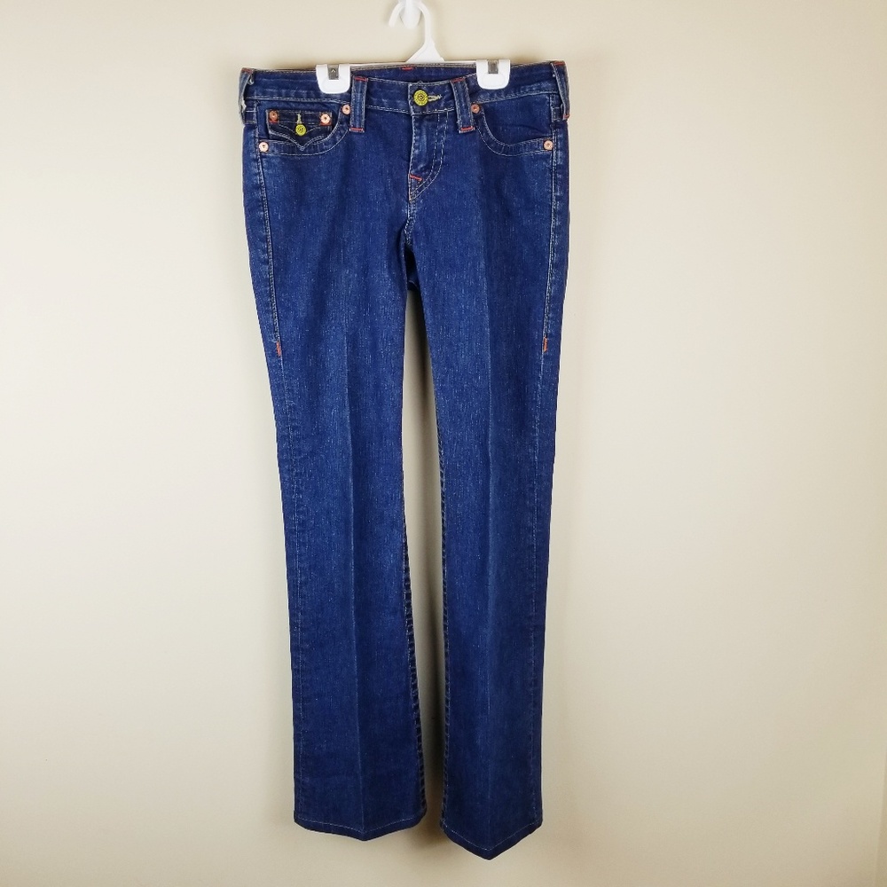 True Religion | Boot Cut Yellow Button Denim Jeans